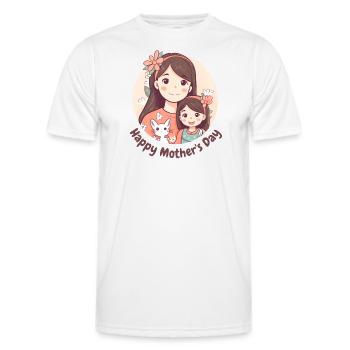 Happy Mother s day daugther and cat - Men's Functional T-Shirt - white - Front - AI Model Male 178 dark (178cm)