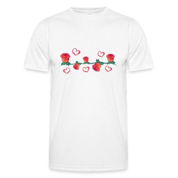plantes rouges ligne fleurs coeurs caresser fleurs - T-shirt sport Homme - blanc - Devant - AI Model Male 178 dark (178cm)