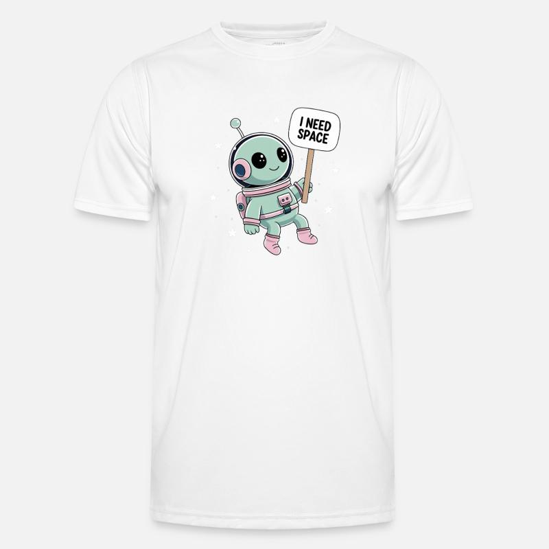 I Need Space – Cute Astronaut in Space - Men's Functional T-Shirt - white