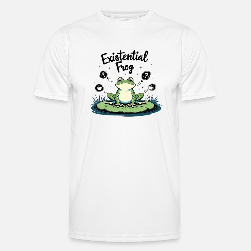 Existential Frog – Funny Brooding Motif - Men's Functional T-Shirt - white