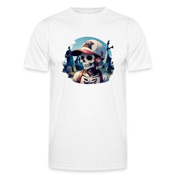 Friedhofsschädel mit Kopfhörern - Männer Funktions-T-Shirt - Weiß - Vorne - AI Model Male 178 dark (178cm)