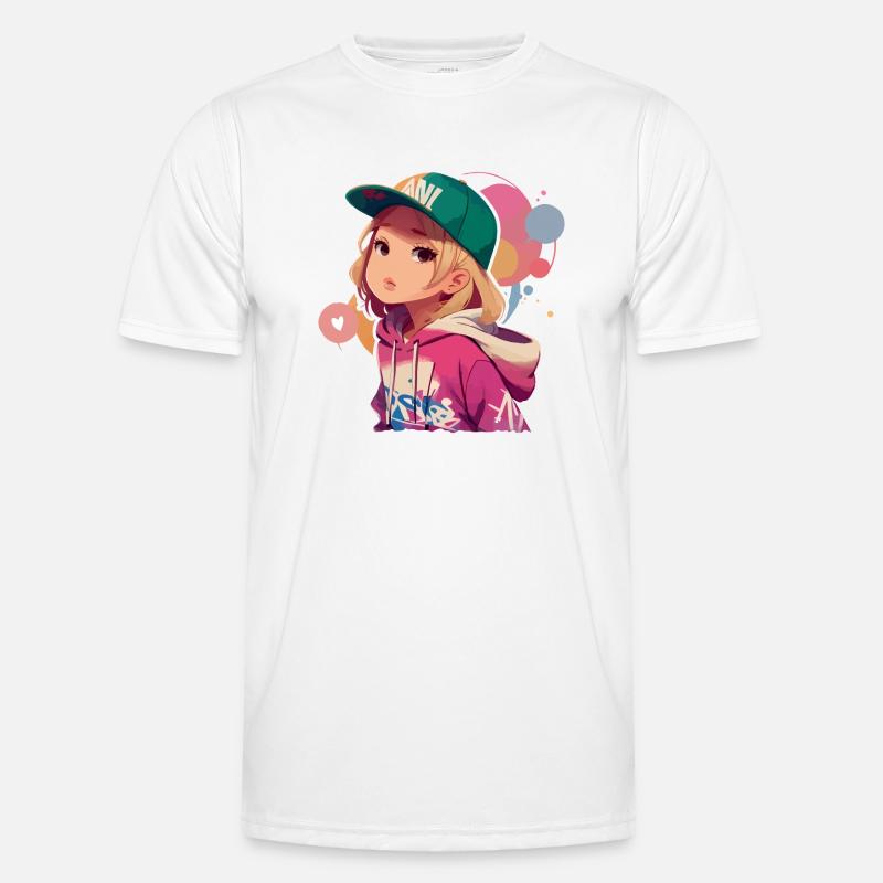 Blondes Mädchen im Kapuzenpullover - Männer Funktions-T-Shirt - Weiß