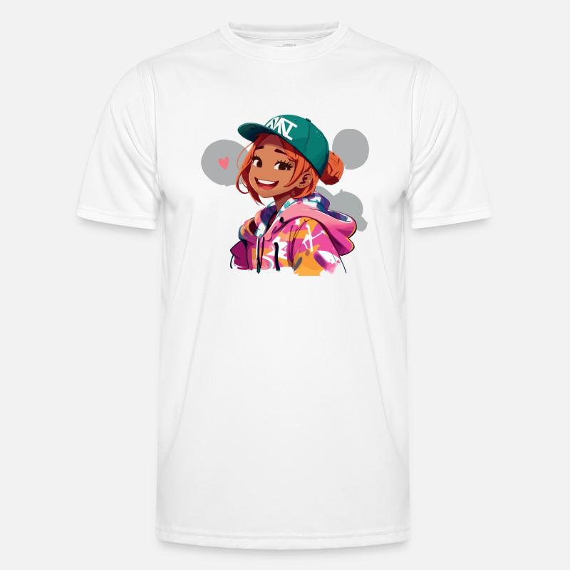 Rothaariges Mädchen im Kapuzenpullover - Männer Funktions-T-Shirt - Weiß