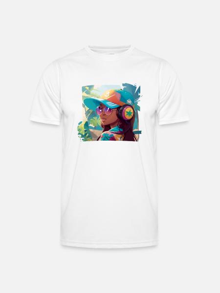 Mädchen mit Kopfhörern - Männer Funktions-T-Shirt - Weiß