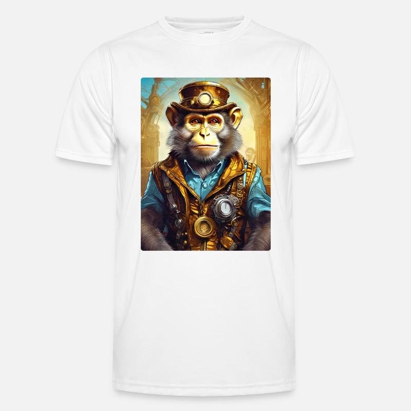 Steampunk Monkey 1.5 - Men's Functional T-Shirt - white