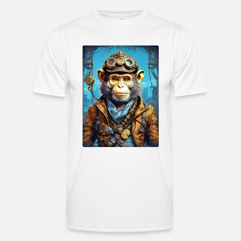 Steampunk Monkey 1.7 - Men's Functional T-Shirt - white