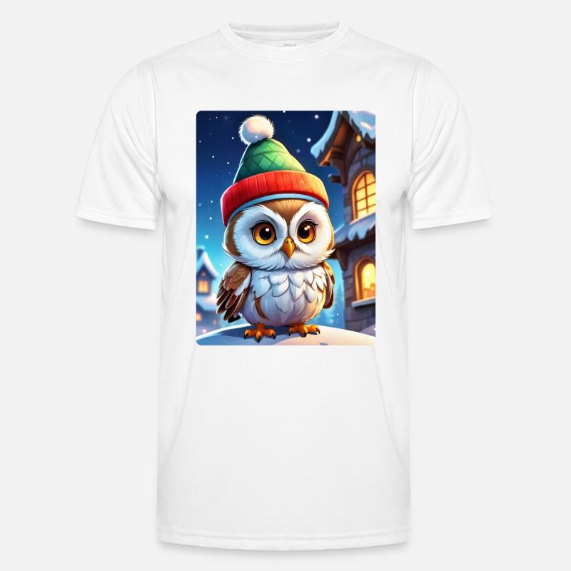 Anime Winterlandschaft Eule 1.1 Männer Funktions-T-Shirt