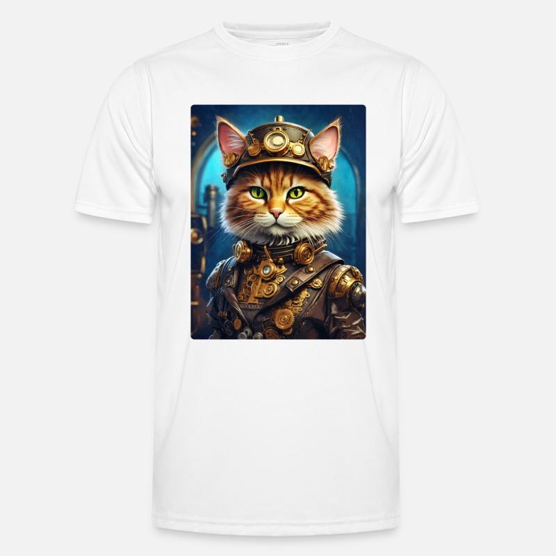 Steampunk Cat 1.3 - Men's Functional T-Shirt - white