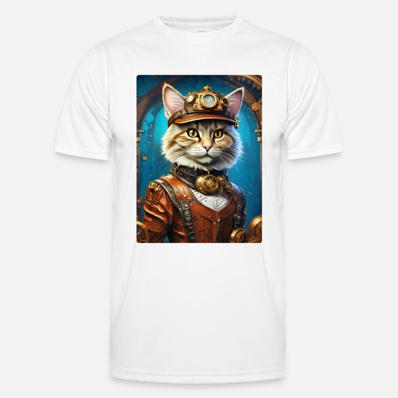 Steampunk Cat 1.16 - Men's Functional T-Shirt - white