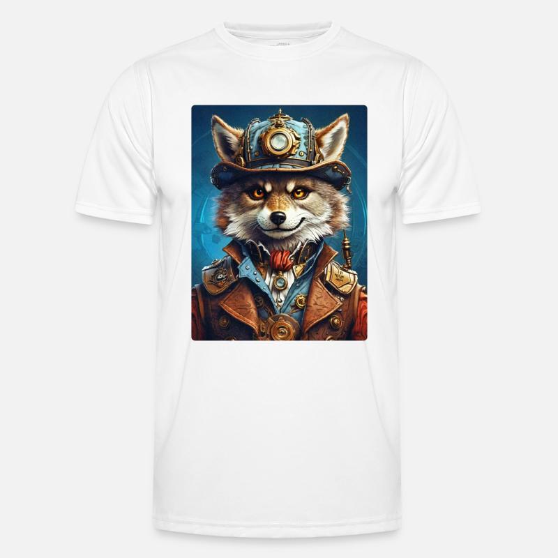 Steampunk Wolf 1.15 - Männer Funktions-T-Shirt - Weiß