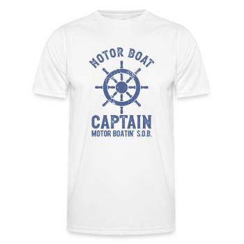 Motor Boat Captain Wheel Motor Boating - Men's Functional T-Shirt - white - Front - AI Model Male 178 dark (178cm)