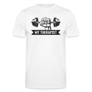 My Therapist Barbell Gym - Men's Functional T-Shirt - white - Front - AI Model Male 178 dark (178cm)