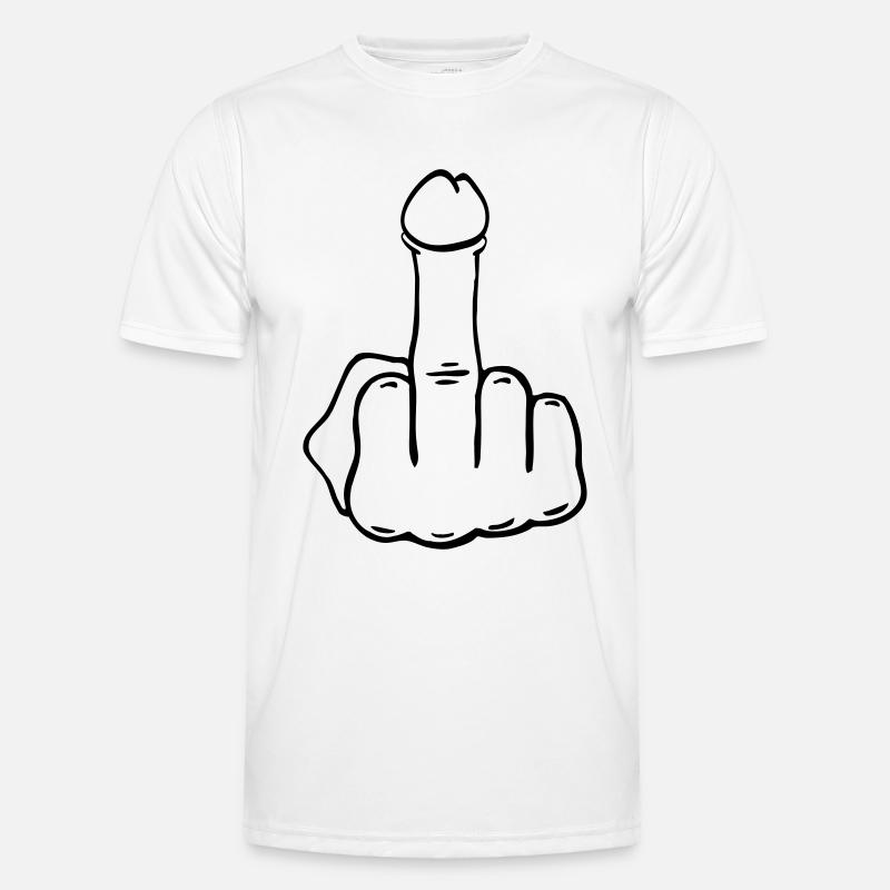 Mittelfinger Penis Männer Funktions-T-Shirt