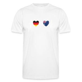 Heartbeat Herzschlag Deutschland Australien w 1176 - Männer Funktions-T-Shirt - Weiß - Vorne - AI Model Male 178 dark (178cm)