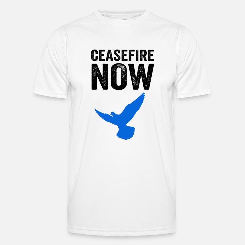 CEASEFIRE NOW mit Friedenstaube - Männer Funktions-T-Shirt - Weiß