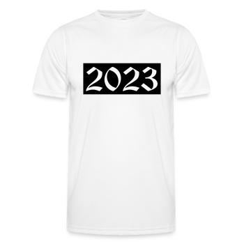 2023 - Men's Functional T-Shirt - white - Front - AI Model Male 178 dark (178cm)