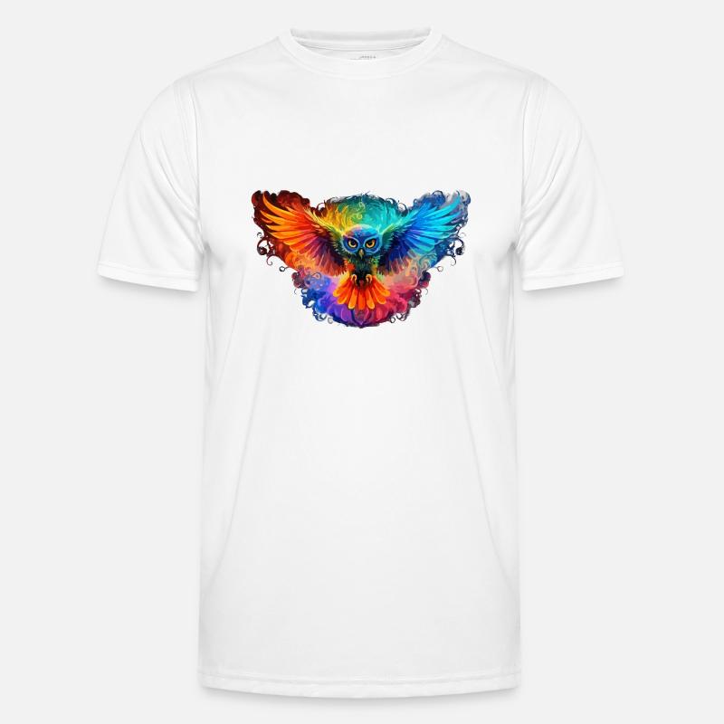 Regenbogen Eulenherz Kunst Männer Funktions-T-Shirt
