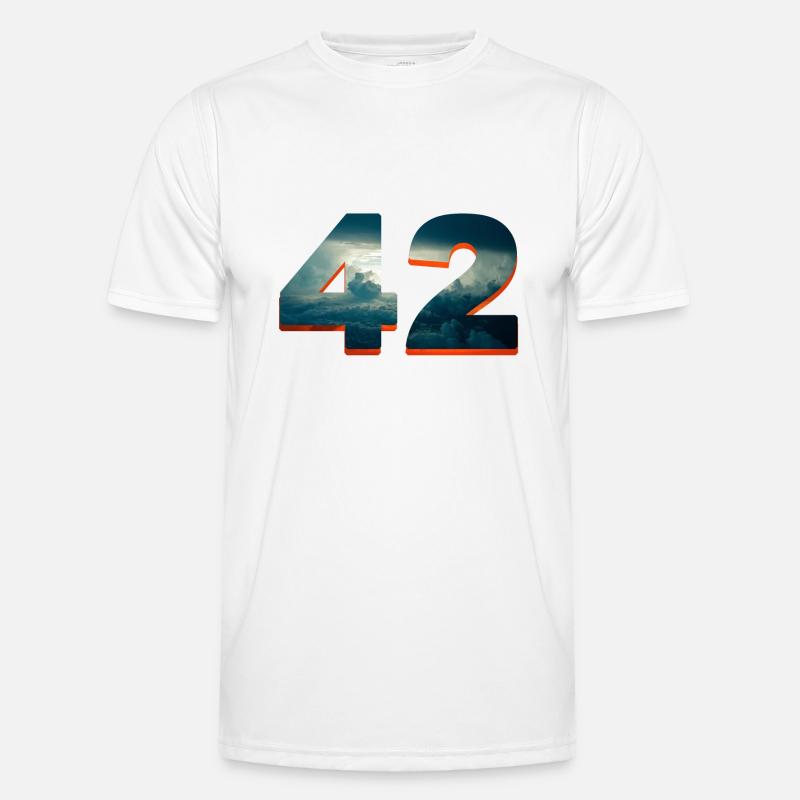 42 sun u clouds douglas universe answer question - Men's Functional T-Shirt - white
