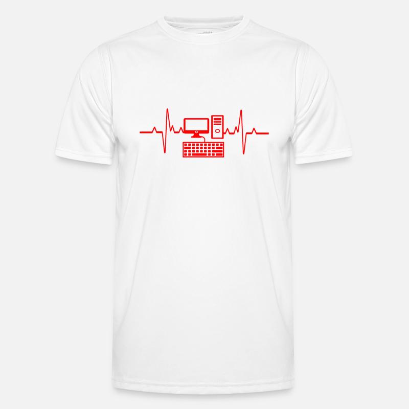 Herzschlag PC Gamer Computer Programmierer - Männer Funktions-T-Shirt - Weiß