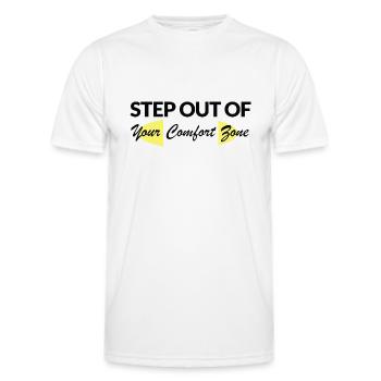 Sortez de votre zone de confort - T-shirt sport Homme - blanc - Devant - AI Model Male 178 dark (178cm)