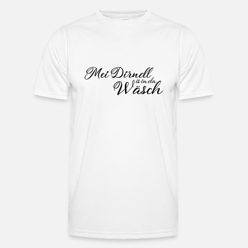 Mei Dirndl is in da Waesch without - Men's Functional T-Shirt - white