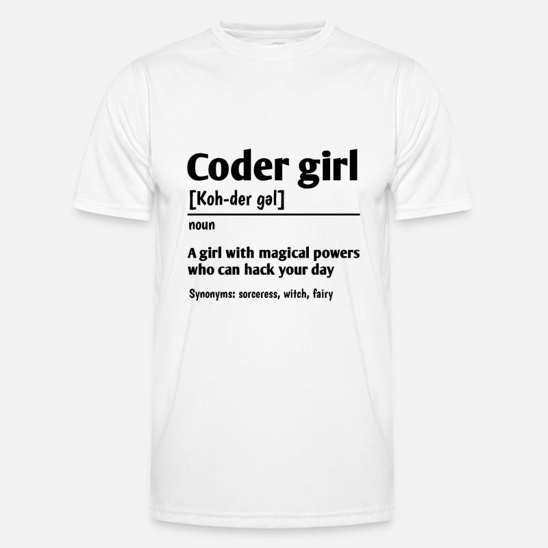Coder Girl Definition Noun Software Developer Prog Männer Funktions-T-Shirt