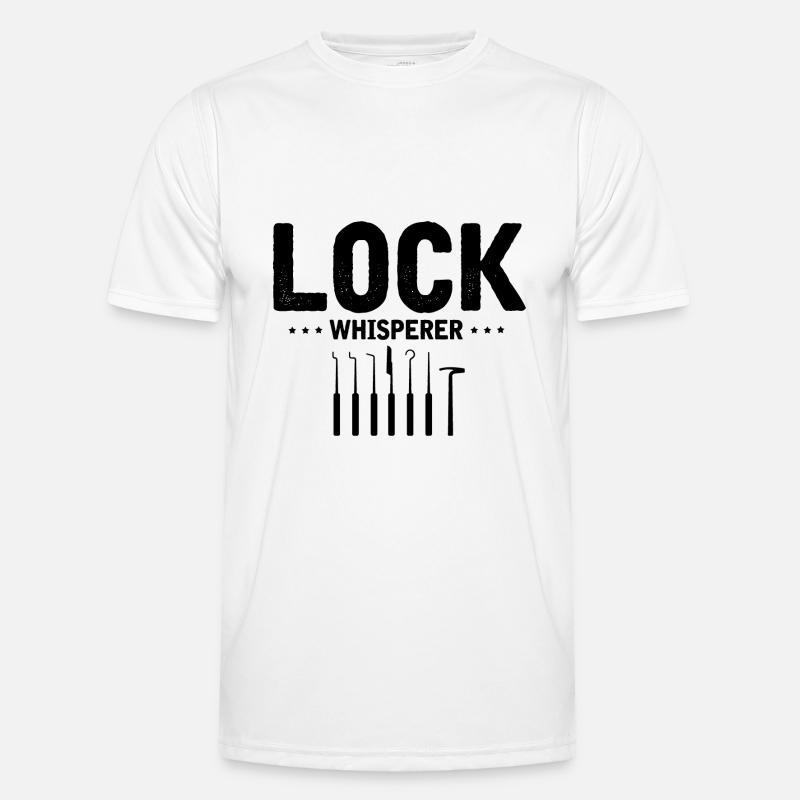 Schloss Flüsterer Locking Technician Design - Men's Functional T-Shirt - white
