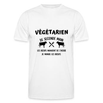 végétarien de seconde main - T-shirt sport Homme - blanc - Devant - AI Model Male 178 dark (178cm)