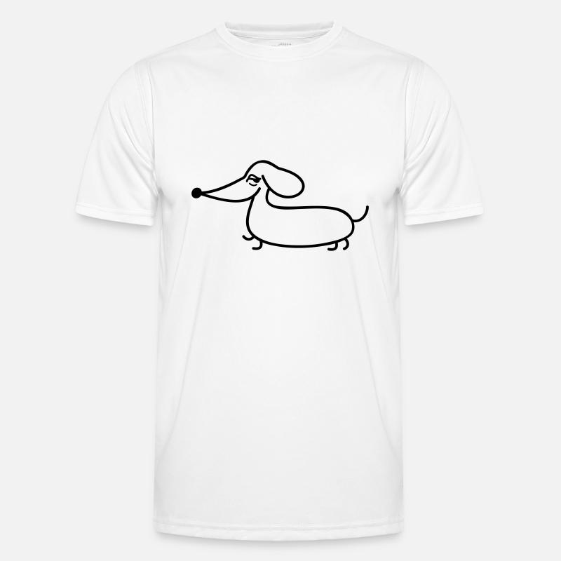 Dackel lustig linear - Männer Funktions-T-Shirt - Weiß