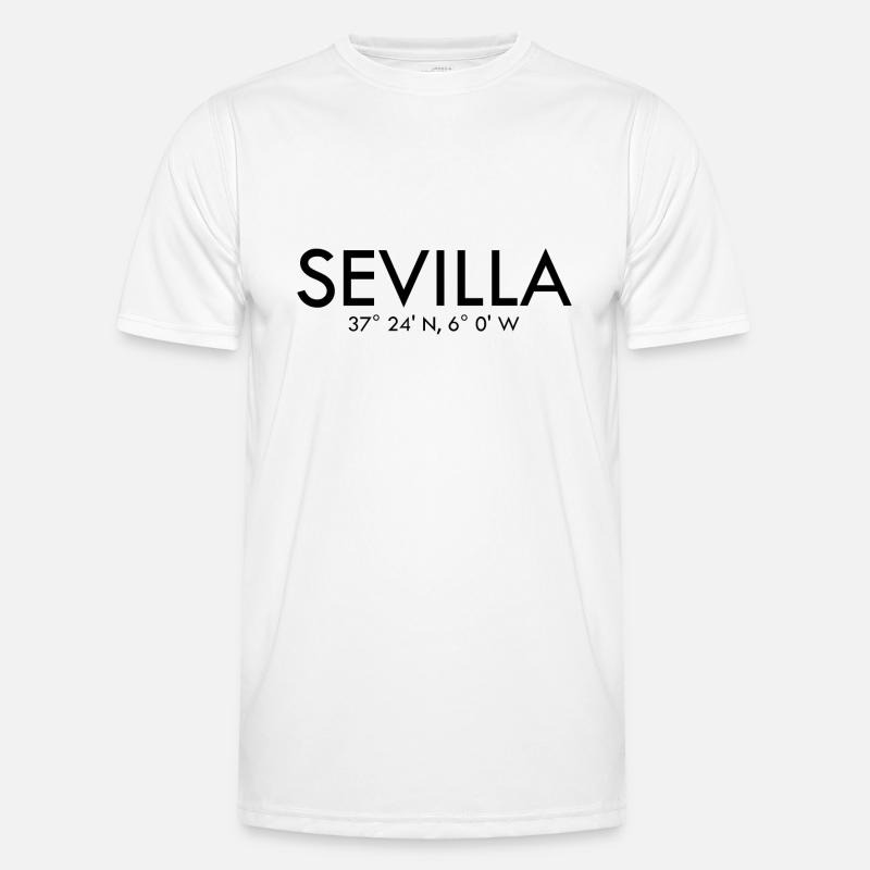 Sevilla - Spain - Coordinates Latitude Longitude Männer Funktions-T-Shirt