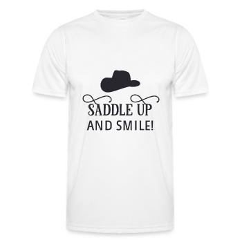 Sattel auf und lächeln - Männer Funktions-T-Shirt - Weiß - Vorne - AI Model Male 178 dark (178cm)