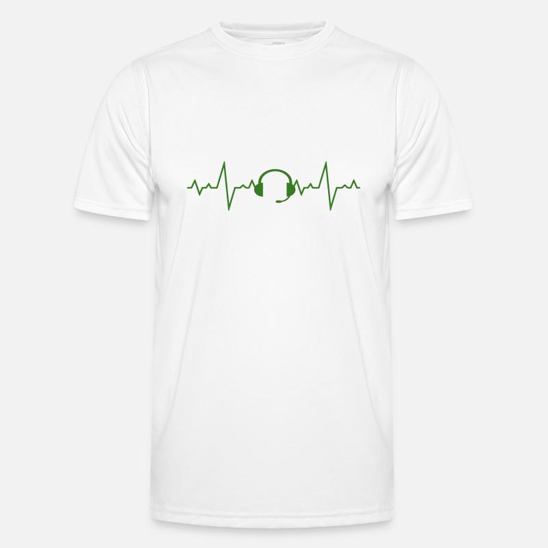Heartbeat Headset Gaming Pulse - Men's Functional T-Shirt - white
