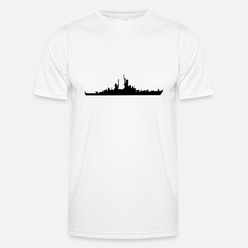 Vector Navy Kriegsschiff Silhouette Männer Funktions-T-Shirt