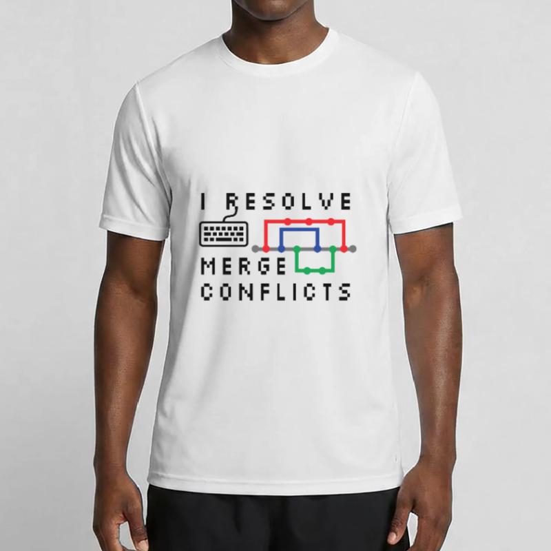 I Resolve Merge Conflicts Coding Programming Devel Männer Funktions-T-Shirt