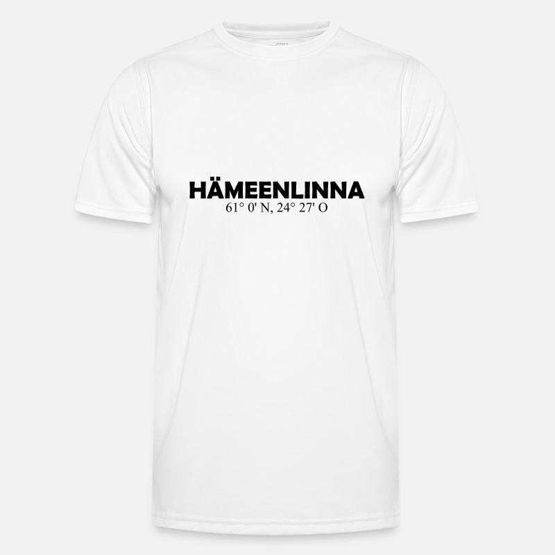 Hämeenlinna Finland Coordinates Longitude Latitude Männer Funktions-T-Shirt