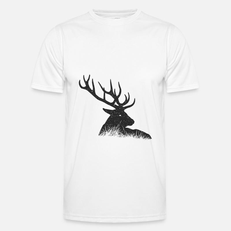 Hirsch - Männer Funktions-T-Shirt - Weiß
