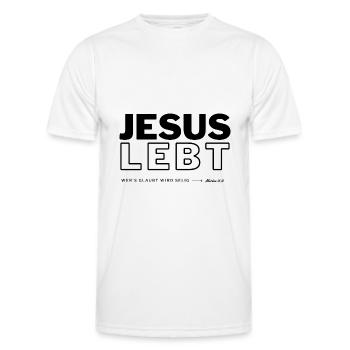 Jesus Lebt ( Wer´s glaubt wird selig) - Männer Funktions-T-Shirt - Weiß - Vorne - AI Model Male 178 dark (178cm)