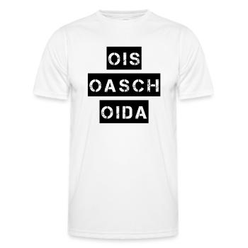Ois Oasch, Oida. - Männer Funktions-T-Shirt - Weiß - Vorne - AI Model Male 178 dark (178cm)