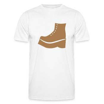 Chaussure marron - T-shirt sport Homme - blanc - Devant - AI Model Male 178 dark (178cm)