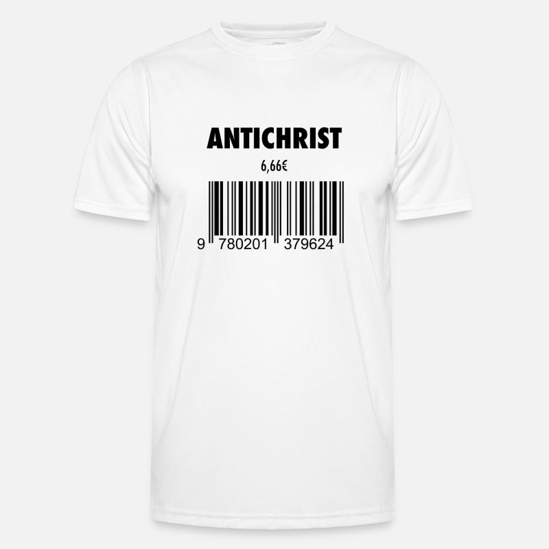 devil antichrist 666 barcode roast satan hell - Men's Functional T-Shirt - white