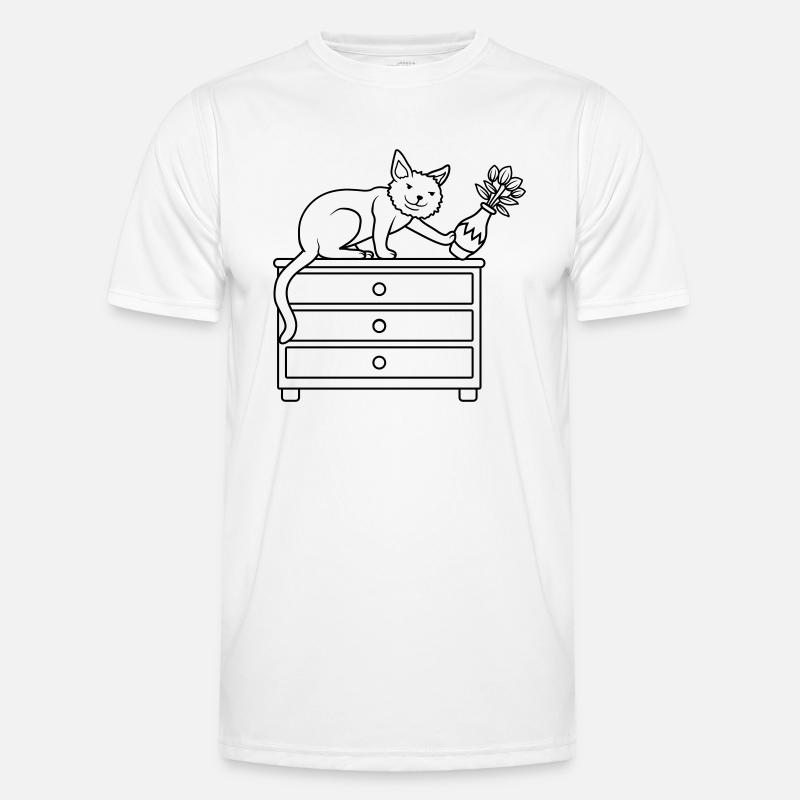 Vase à fleurs renversé sur un chat maléfique T-shirt sport Homme
