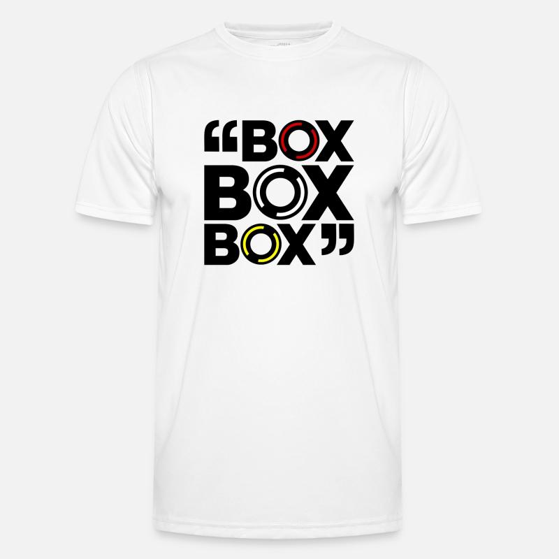 « Box Box Box » Conception de composé de pneus de course - T-shirt sport Homme - blanc