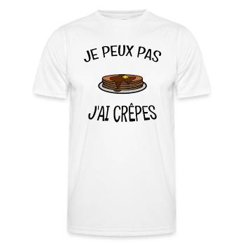 T-shirt Crêpes | Design Amusant | Achetez en POD - T-shirt sport Homme - blanc - Devant - AI Model Male 178 dark (178cm)