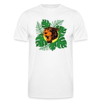Tiger Dschungel brüllen Monstera Blätter Geschenk - Männer Funktions-T-Shirt - Weiß - Vorne - AI Model Male 178 dark (178cm)
