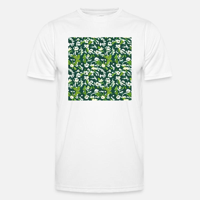 White flower pattern Men's Functional T-Shirt