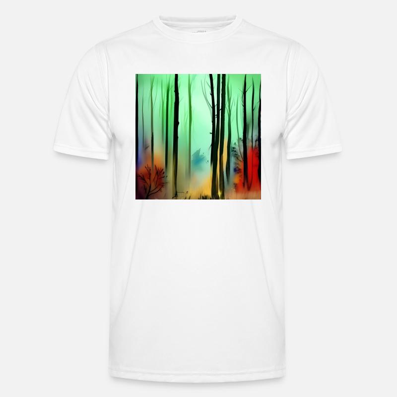 Forêt d’aquarelle d’automne T-shirt sport Homme