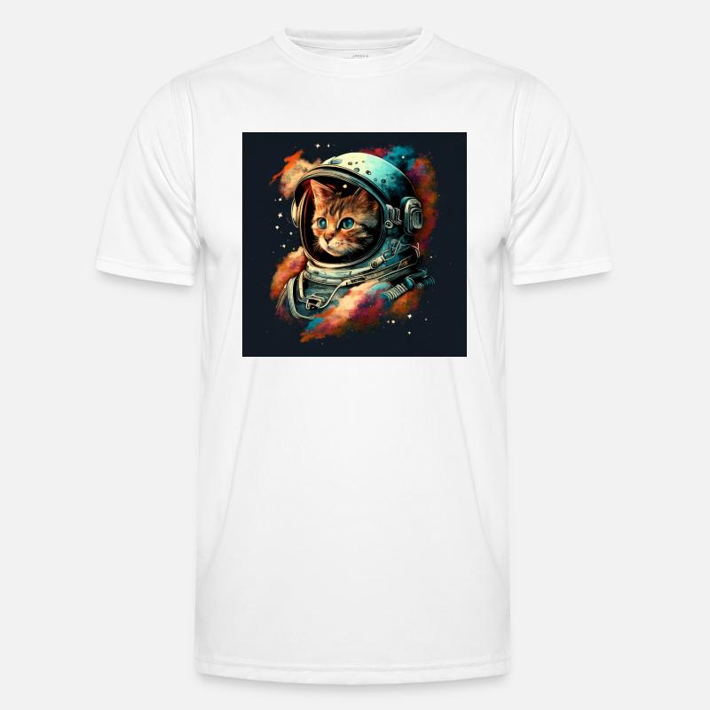 Kosmische Katze im Aetherpunk-Stil - Männer Funktions-T-Shirt - Weiß