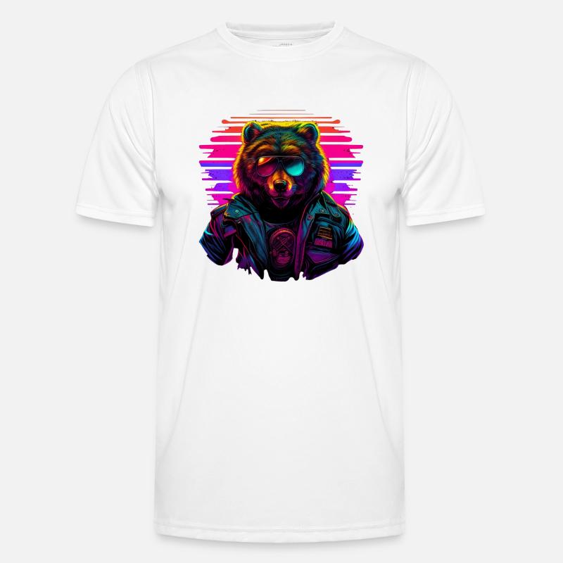 Retro Emblems - Animal - Pilot Bear - Männer Funktions-T-Shirt - Weiß