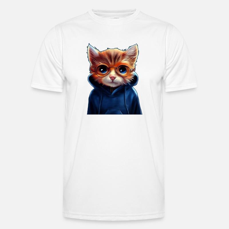 Süße Katze mit Pullover - Männer Funktions-T-Shirt - Weiß
