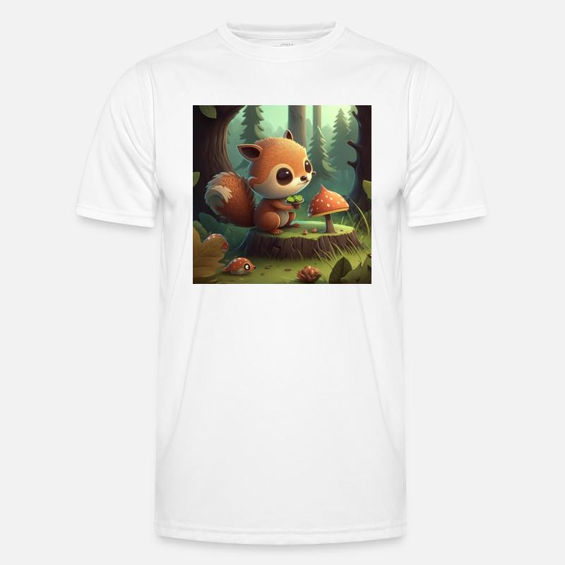 Cute squirrel eats in nature Men's Functional T-Shirt